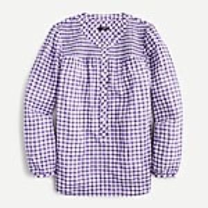 J. Crew purple smocked gingham top